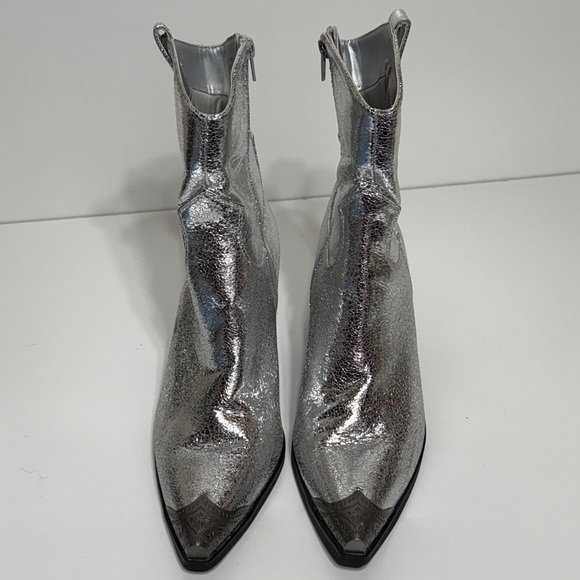 Forever 21 Silver Metallic Distressed Women's Ankle Boots - Picture 3 of 17